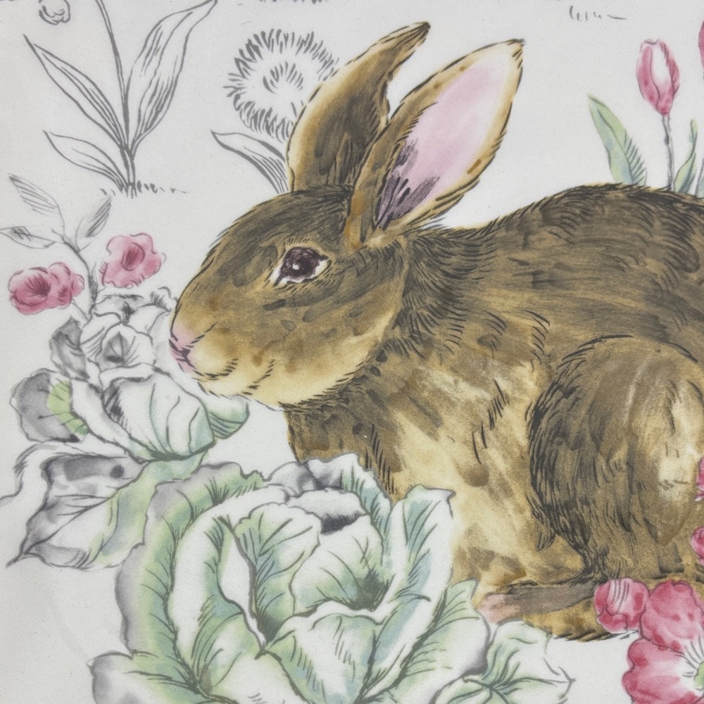 Floral Rabbit Decorative Plate - Picture 5 of 6